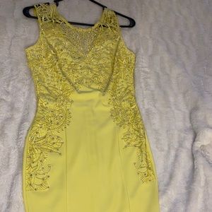 pretty yellow dress with AB crystals lace.